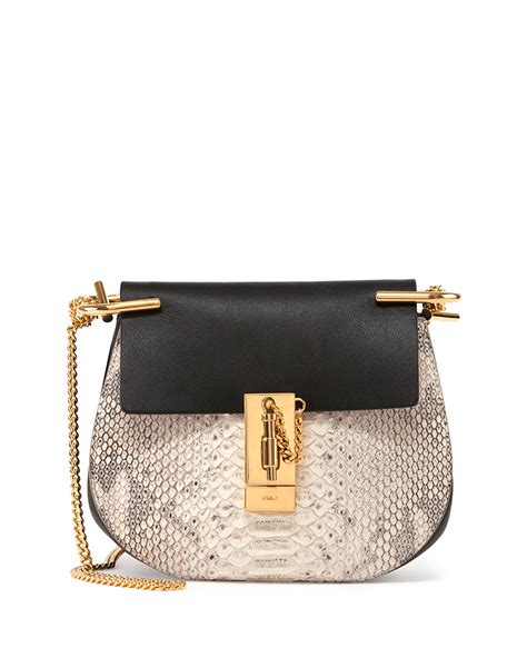 Chloe Drew Mini Python Shoulder Bag .